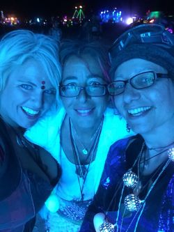 Anjanette, Terri and Julia in the blue glow of Headspace