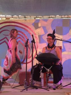 Bliss and Supernova (with handpan) on the Center Camp Stage