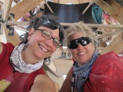 me and Anjanette hiding out from a dust storm in the Man's base
