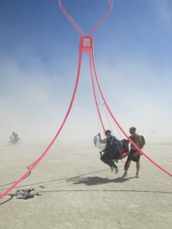 me and Mark swinging on the Pink Heart Swing in a dust storm