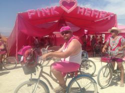Mystic in front of Pink Heart before the pink ride